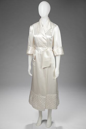 Dressing Gown - White Satin, circa 1950s