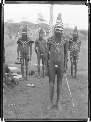 Arrernte men decorated for corroboree, Alice Springs, Central Australia, 1894.