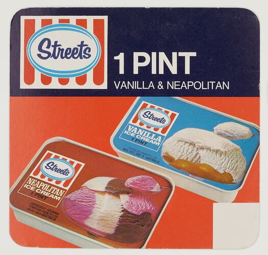 Price Card - Streets 1 Pint Vanilla & Neapolitan, circa 1970