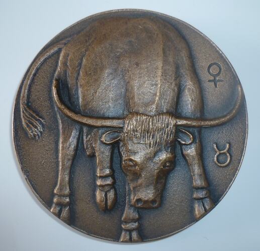 Medal - 'Twelve Signs of the Zodiac - Taurus', Michael Meszaros, Melbourne, Victoria, 1970