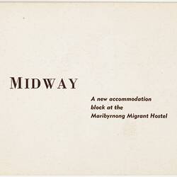 Invitation - Opening of Midway Hostel, Commonwealth Hostels Limited, 13 Mar 1969