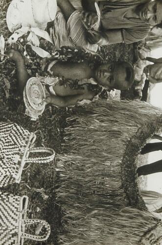 Glass Negative - Child Sitting Amongst Handicrafts, Fiji, circa 1920s
