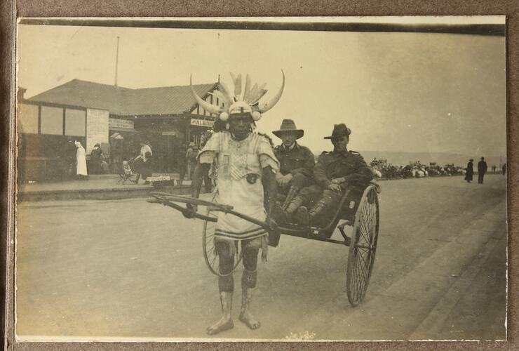 Photograph - Two Servicmen In A Rickshaw, Driver Cyril Rose, World War I, 1916-1919