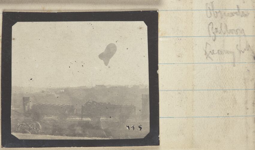 Observation Balloon, Quarry Siding, Somme, France, Sergeant John Lord Album, World War I, 1916