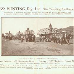 Cliff & Bunting Pty Ltd 'The Travelling Chaffcutter Specialists', circa 1921