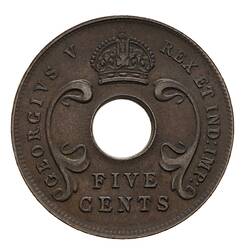 Coin - 5 Cents, British East Africa, 1925
