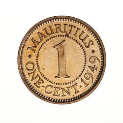 Proof Coin - 1 Cent, Mauritius, 1949