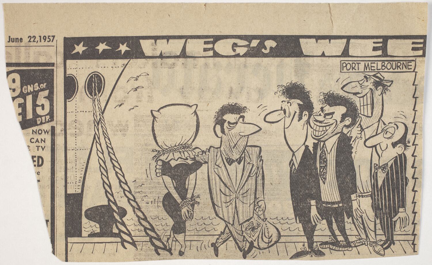 Newsclipping - Herald Sun, Weg Cartoon, 22 Jun 1957