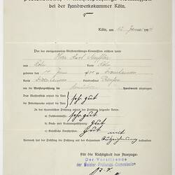 Qualifications Certificate - Karl Muffler, 1924