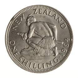 Coin - 1 Shilling, New Zealand, 1964