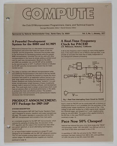 Newsletter - COMPUTE, Vol 3 No 1, Jan 1977
