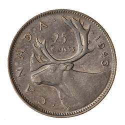 Coin - 25 Cents, Canada, 1943