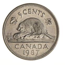 Coin - 5 Cents, Canada, 1987