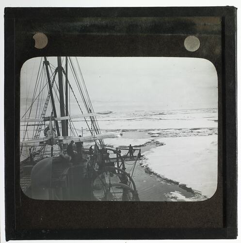 Lantern Slide - Gipsy Moth Seaplane A7-55 On Board Discovery II, Ellsworth Relief Expedition, Antarctica, 1935-1936