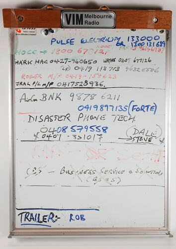 Operator Console # 1 - White Board, Melbourne Coastal Radio Station, 1990-2002