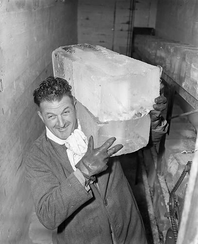 Man at the City Ice Works, Melbourne, Victoria, 1953