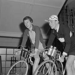 Negative - Two Men on Bicycles, Melbourne, Victoria, 1953
