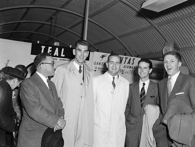 Negative - Group Portrait of Men, Essendon Airport, Victoria, Oct 1953