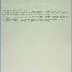 Information Sheet - P&O SS Stratheden, 'Today's Events', Indian Ocean, 23 Nov 1961