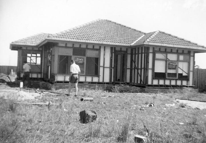 Digital Photograph - House Construction, John & Barbara Woods, Lalor, 1960