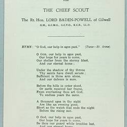 Program - Scout & Guide Memorial Service, Lord Baden-Powell, England, 1949