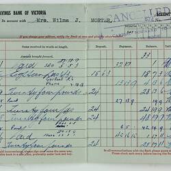 Savings Passbook - State Savings Bank of Victoria, Mrs Wilma J Morter, 1966-1967