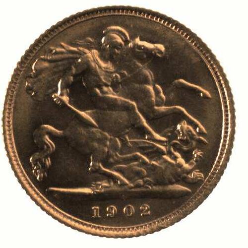 Coin - Half Sovereign, New South Wales, Australia, 1902, photographed by Museums Victoria