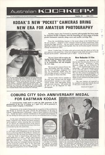 Newsletter - 'Australian Kodakery', No 36, June 1972