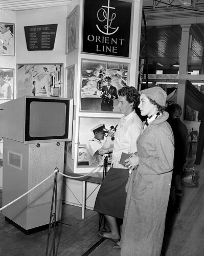 Orient Lines, Two Women at the Exhibition Stand, Victoria, 05 Mar 1959