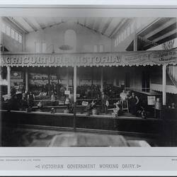 MM 105267, Photograph - Victorian Government Working Dairy, World Fairs Melbourne 1888-89 (ROYAL EXHIBITION BUILDING),