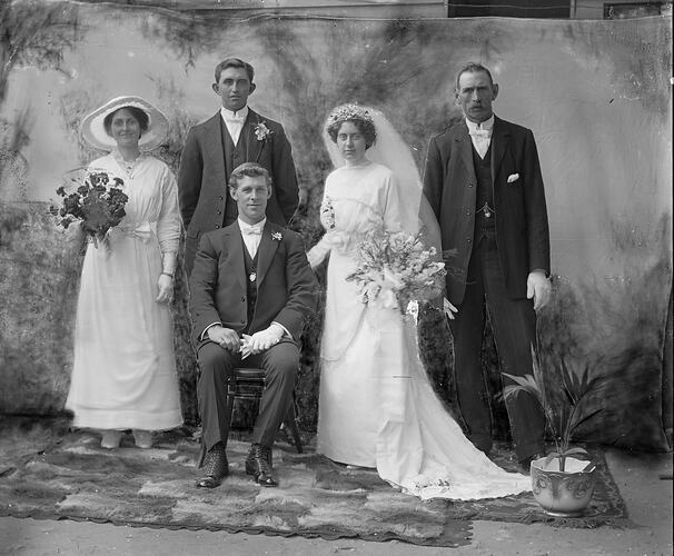 Group Studio Portrait of Wedding Party, circa 1910s