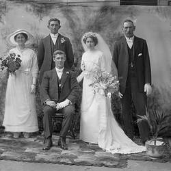 Glass Negative - Group Studio Portrait of Wedding Party, circa 1910s
