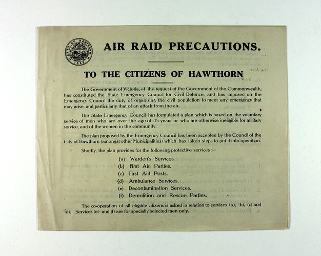 Pamphlet front page with extensive text