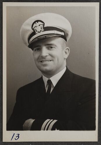 Studio portrait of man in military uniform.