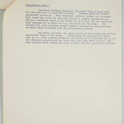 Research Notes - 'Features of the Coburg Development'. Kodak (Australasia) Pty Ltd, History of Kodak (Australasia) Pty Ltd, Coburg, circa 1960s. Page 5/5