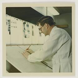 Photograph - Worker Analysing Densitometric Readings, Building 20, Kodak Factory, Coburg, circa 1960s