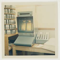 Photograph - Mailing Addresses on Microfilm Reader, Building 20, Kodak Factory, Coburg, circa 1960s