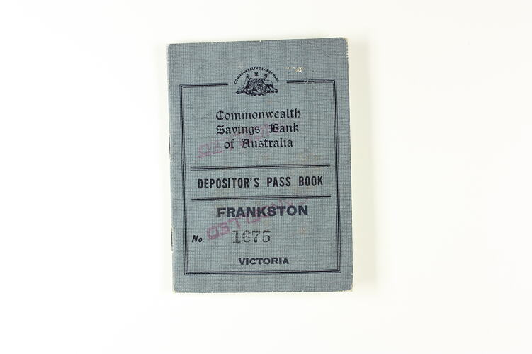 Bank Book - Commonwealth Savings Bank of Australia, Frankston, James & Eileen Leech, Aug-Dec 1955