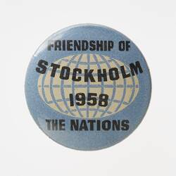 Badge - Friendship of the Nations, Stockholm 1958