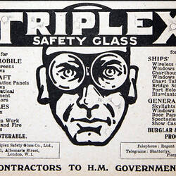 Triplex Safety Glass Advertisement, 1917