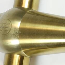 Brass scientific instrument, detail of inscription.