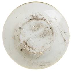 Stained dusty white soup bowl.