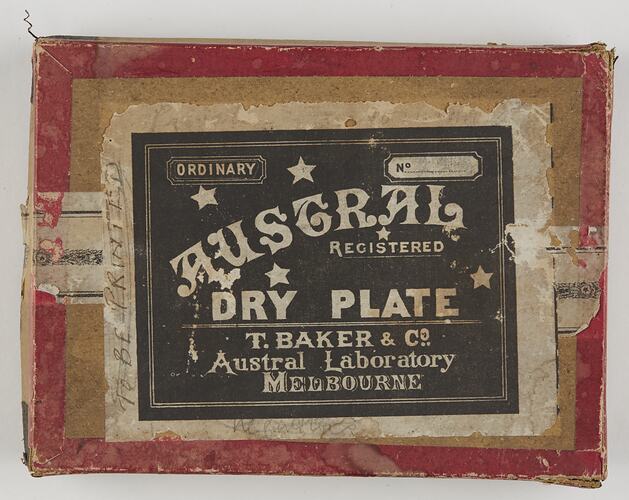 Box - T. Baker & Co., Austral 'Ordinary' Dry Plate', Austral Laboratory, Melbourne, 1887-1896 [empty]