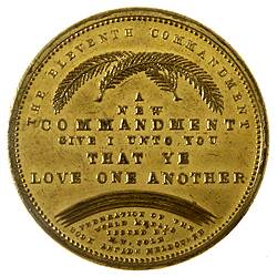 Medal - Federation of the World, Eleventh Commandment, Cole's Book Arcade, Victoria, Australia, circa 1885
