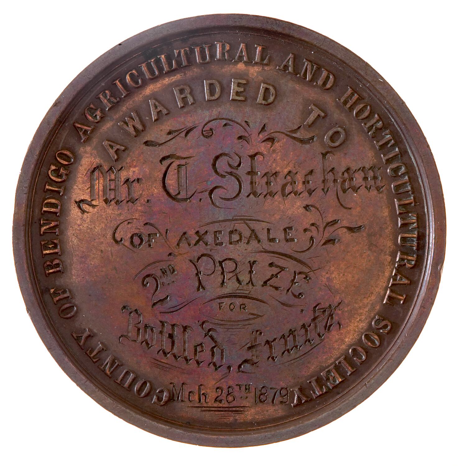 Medal - County of Bendigo Agricultural & Horticultural Society, Bronze ...