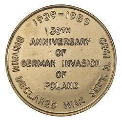 Medal - 50th Anniversary of the Outbreak of World War II, 1989 AD