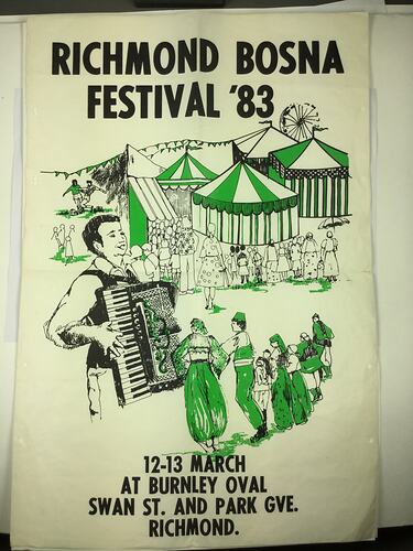 HT 56093, Poster - Richmond Bosnia Festival, Bosnian Melbourne Soccer Club, 12-13 Mar 1983 (CULTURAL IDENTITY), Object, Registered