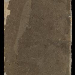 Front cover of an unbound book of folded paper leaves.