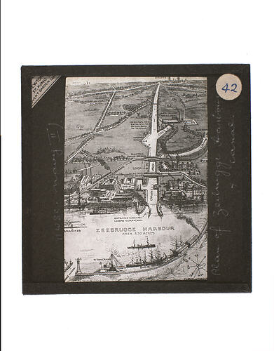 Lantern Slide - Plan of Zeilbrugge Harbour and Canal