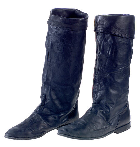 Pair of Boots - Navy and Black Leather